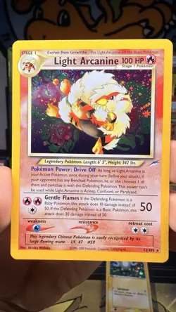 Pokemon Neo Destiny Light Arcanine TCG 12/105 Unlimited Holo Rare CLEAN!! - Image 1