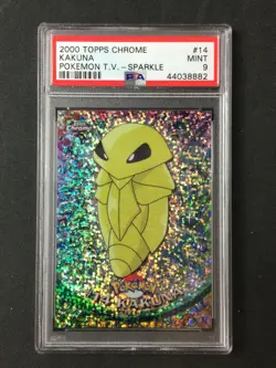 PSA 9 2000 Topps Chrome Pokemon T.V. #14 Kakuna Sparkle - Image 1