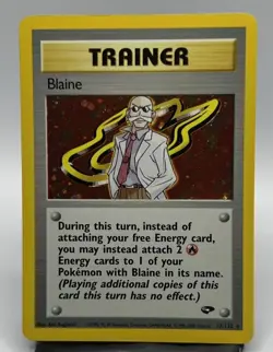 Blaine 100/132 Rare Trainer Non-Holo Gym Challenge Pokemon TCG NM - Image 1