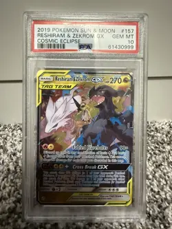 Sun & Moon Cosmic Eclipse #157/236 Reshiram & Zekrom GX TAG TEAM FA Holo PSA 10 - Image 2