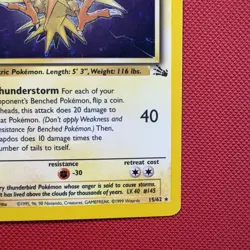 Pokemon Vintage Holo Zapdos 15/62 Fossil Evolution Box Error Unlimited Wotc 1999 - Image 4