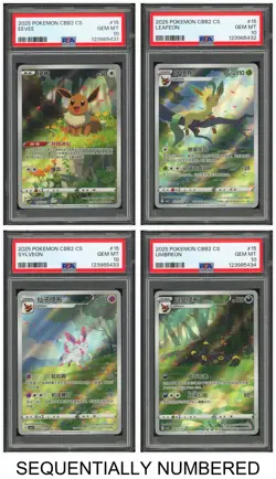 Pokemon PSA 10*4 Eevee & Umbreon AR Complete Set 2025 Gem Pack Vol.2 S.Chinese - Image 1