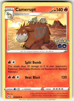 Camerupt 014/078 UC Pokemon GO NM Pokemon (Miscut Error) - Image 1