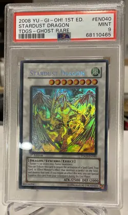 2008 YU-GI-OH! TDGS-THE DUELIST GENESIS 1ST ED-GHOST RARE STARDUST DRAGON PSA 9 - Image 1