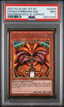 2021 Yu-Gi-Oh! Exodia The Forbidden One Maximum Gold MGED 1st Ed Gold Rare PSA 9 - Image 1