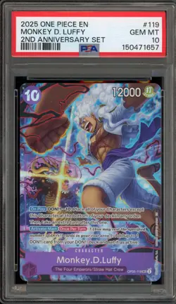 One Piece CCG Monkey.D.Luffy 2nd Anniversary Set OP05-119 PSA 10 Gem Mint - Image 1