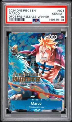 2024 ONE PIECE PROMOS TWO LEGENDS PRE-RELEASE-WINNER #071 MARCO PSA 10 - Image 1