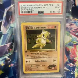 Brock's Sandshrew 1st Edition Gym Heroes Pokemon 71/132 PSA 9 MINT - Image 1
