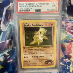 Brock's Sandshrew 1st Edition Gym Heroes Pokemon 71/132 PSA 9 MINT - Image 2