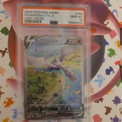 Aerodactyl V 180/196 Alternate Alt Art Lost Origin Pokemon Card PSA 10 Gem Mint - Image 1