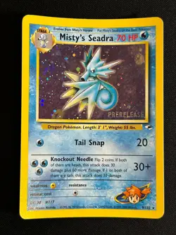 Pokemon Card - Misty's Seadra Prerelease Stamp WoTC Gym Heroes 9/132 Holo Promo - Image 1