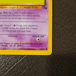 Pokemon TCG Slowpoke 55/62 Fossil Common Regular Basic 1999 English - Image 2