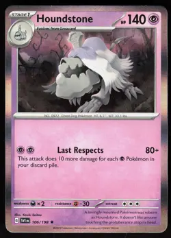 Houndstone 106/198 Rare Scarlet & Violet Pokemon Holo Near Mint - Image 1