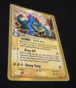 Pokemon Feraligatr EX Dragon Frontiers Reverse Holo Rare 2/101 2006 Creased :( - Image 2