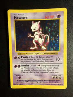 Mewtwo 10/102 LP Base Set Unlimited Holo Rare Vintage Pokemon TCG 1999 - Image 1
