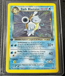 Pokemon Dark Blastoise Holo 3/82 1999-2000 Rocket 1st Edition w/Swirl - Image 1