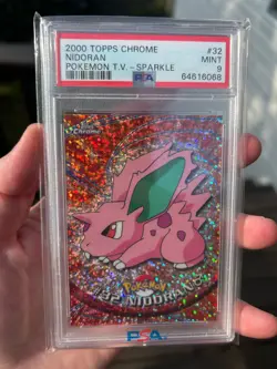 2000 TOPPS CHROME POKEMON T.V. SPARKLE #32 NIDORAN PSA 9 LOW POP - Image 1