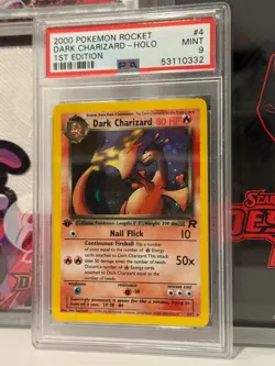 2000 POKEMON ROCKET 1ST EDITION #4 DARK CHARIZARD-HOLO PSA 9 - Image 1