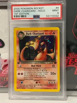 2000 POKEMON ROCKET 1ST EDITION #4 DARK CHARIZARD-HOLO PSA 9 - Image 3