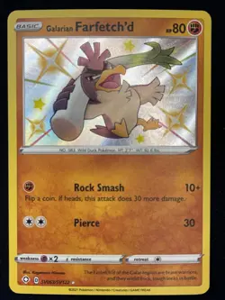 Pokemon Galarian Farfetch'd Shiny Holo Rare Shining Fates SV063/SV122 NM - Image 1