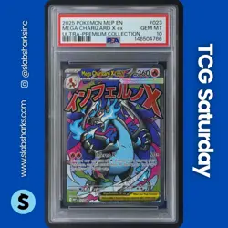 2025 POKEMON MEP BS PROMO MEGA CHARIZARD EX UPC #023 MEGA CHARIZARD X EX PSA 10 - Image 1