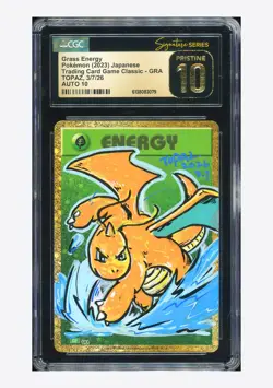 Pokemon CGC 10 PRISTINE AUTO 10 Grass Energy Holo Topaz 2023 #GRA CLF JPN - Image 1