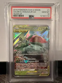 2019 Pokemon Sun Moon Team Up Celebi Venusaur GX #1/181 PSA 10 - Image 1