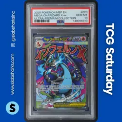 2025 POKEMON MEP BS PROMO MEGA CHARIZARD EX UPC #023 MEGA CHARIZARD X EX PSA 10 - Image 1