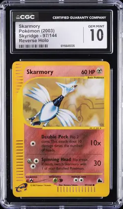 2003 POKEMON SKYRIDGE REVERSE HOLO #97 SKARMORY CGC 10 GEM MINT - Image 1