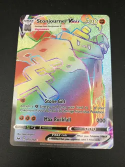 Stonjourner VMAX SECRET RAINBOW RARE 205/202 Pokemon Sword Shield Base Holo NM - Image 1
