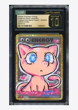 Pokemon CGC 10 PRISTINE AUTO 10 Double Colorless Energy Topaz 2023 #32 CLL JPN - Image 1