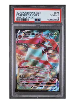 2020 ENGLISH POKEMON SWORD & SHIELD VIVID VOLTAGE #021 ORBEETLE VMAX PSA 10 - Image 1