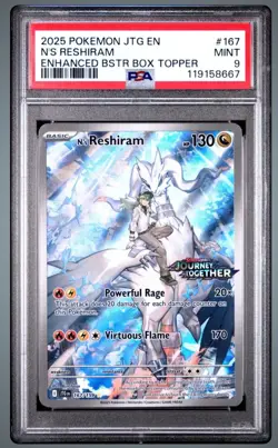 2025 POKEMON JTG-EN JOURNEY TOGETHER ENHANCED PROMO #167 N'S RESHIRAM PSA 9 - Image 1