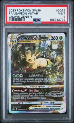 2023 POKEMON SWORD & SHIELD CROWN ZENITH #GG35 FULL ART LEAFEON VSTAR PSA 9 - Image 1