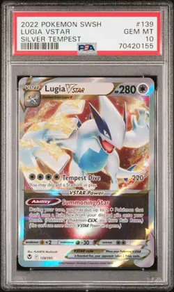 2022 Pokemon Sword & Shield Silver Tempest Lugia VSTAR 139 Silver Tempest PSA 10 - Image 1
