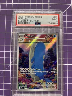 2025 Pokemon JTG EN Wailord Illustration Rare #162 Mint PSA 9 - Image 1