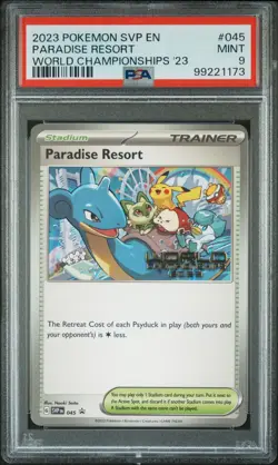 2023 POKEMON SVP EN-SV BLACK STAR PROMO #045 PARADISE RESORT PSA 9 - Image 1