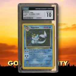 CGC 10 1ST EDITION VAPOREON HOLO 1999 POKEMON JUNGLE 12/64 - Image 1