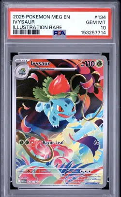 2025 Pokemon TCG Mega Evolutions Ivysaur Illustration Rare 134/132 PSA 10 - Image 1