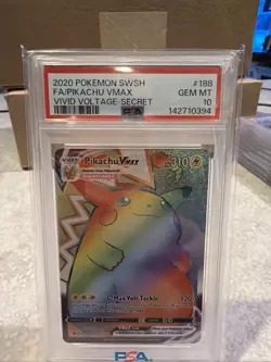 Pokemon 2020 Pikachu VMAX 188/185 Rainbow SR Vivid Voltage GEM MINT PSA 10 - Image 1