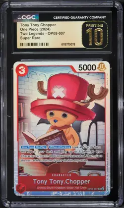 CGC PRISTINE 10 Tony Tony Chopper OP08007 Two Legends SR One Piece Card Jpn - Image 1