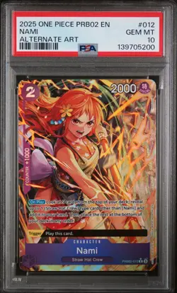 2025 One Piece TCG NAMI Rare Alternate Art PRB02 PSA 10 English - Image 1
