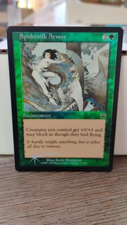 SPIDERSILK ARMOR Magic Gathering MTG Enchantment FOIL 1999 Trading Card 273/350 - Image 1