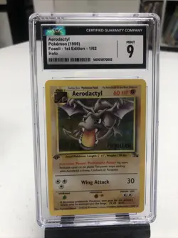 J4 CGC 9 MINT - Aerodactyl 1999 Fossil - 1st Edition 1/62 Holo Pokemon Card - Image 1