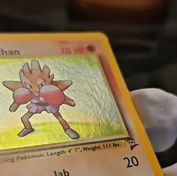 Pokemon TCG Hitmonchan Base Set 2 Holo Unlimited Rare Card 8/130 Swirl! - Image 3