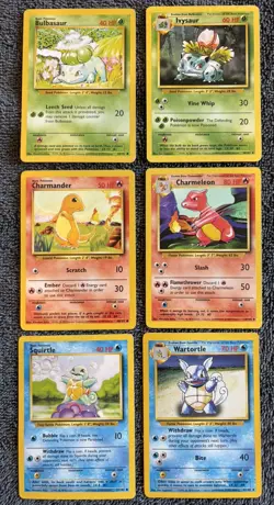Vintage Pokemon 1999 Base Set Starter 6 Ivysaur Charmeleon Wartortle WOTC NM/LP - Image 1