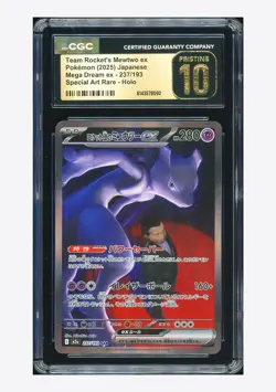 Pokemon CGC 10 PRISTINE Team Rocket's Mewtwo ex SAR 2025 237/193 M2a Japanese #1 - Image 1