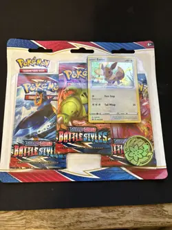 Pokemon TCG: Sword & Shield Battle Styles 3 Pack Blister (Eevee Promo) - Sealed - Image 1