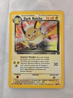 Pokemon TCG Vintage 1999-2000 Dark Raichu Team Rocket Secret Rare-Holo 83/82 LP - Image 1