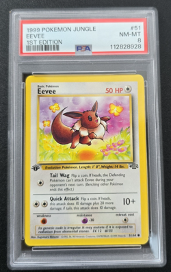 1999 Pokemon 1st Edition Jungle Eevee #51 Common PSA 8 Mint-Near Mint - Image 1